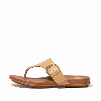 Fitflop Gracie Buckle Leather Toe-Post - Sandalen Damen - Braun (PJE837612)